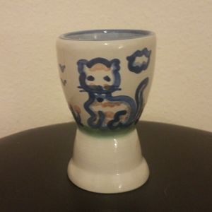 M.A. HADLEY DOUBLE EGG CUP COUNTRY SCENE KITTY CAT